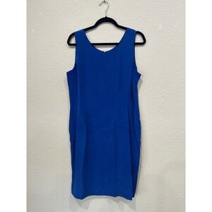 Pursuits Ltd Womens Royal Blue‎ 100% Silk Sleeveless Shift Dress Size 14